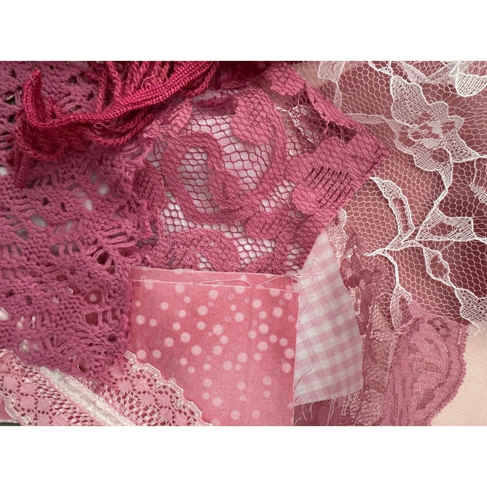 Blue  & Pink Kit 35+ Vintage Embroidered Linens Lace Button Junk Journal vintage - Picture 2 of 16
